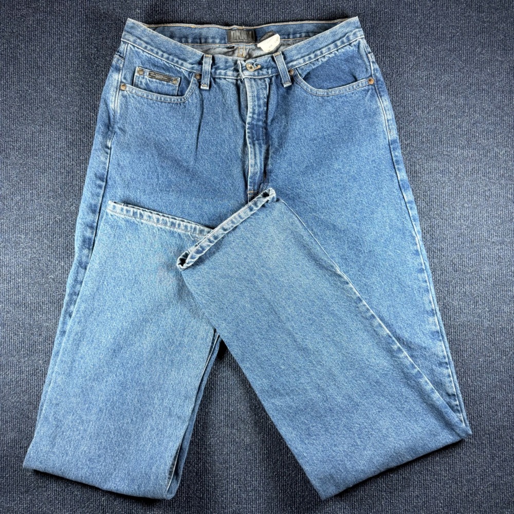 DKNY Mens Jeans 34x36 33in Waist Medium Wash Blue Straight Leg USA Vintage